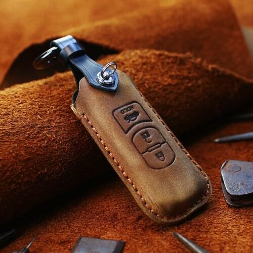 Genuine leather Car Remote Smart Key Case Cover Keychain For Mazda 3 Mazda 6 CX5 CX4 CX- 5 CX- 7 CX- 9 Atenza Car Styling