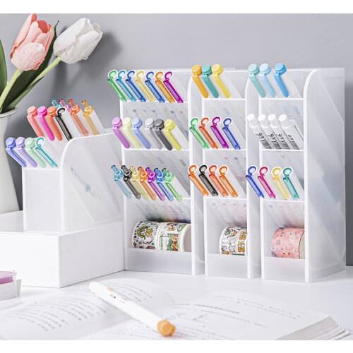 Large Capacity Pen Holder Pencil Makeup Storage Box Desktop Organizer Creative School Office Stationery Stand Case
