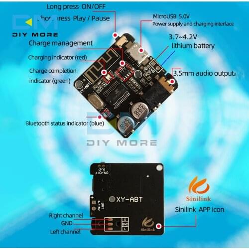 XY-ABT Bluetooth 5.0 Audio Receiver Module MP3 Bluetooth Decoder Board APP Control DIY Power Amplifier Board Module