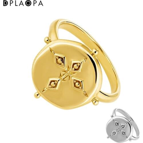 DPLAOPA 925 Sterling Silver Gold Plated Silver Large Medal Ring LargeThickness Luxury Women Luxury Thick Jewelry Gift