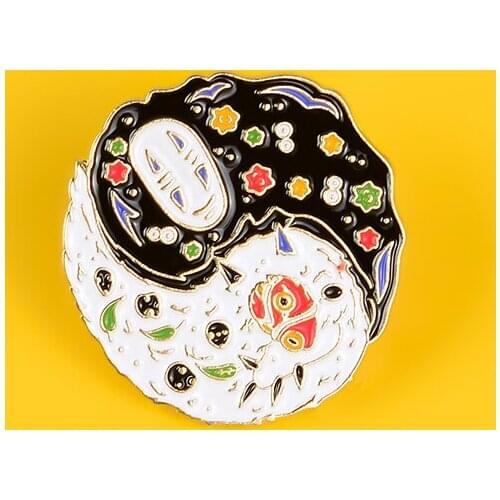 Princess Pin Anime Enamel Pin Yin and Yang Brooch Cartoon character Round Lapel Hat Backpack Badges Jewelry Gifts