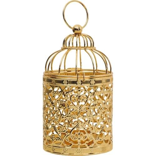 Europe Golden Hollow Metal Pattern Cylinder Candle Holder Wedding Centerpieces Decorative Iron Candlestick Lantern Decor Crafts