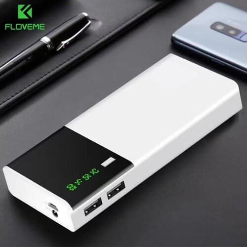 FLOVEME Dual USB 10000 mAh Power Mirror LED Display Portable Charger For iPhone Flashlight 10000 mAh External Battery PoverBank