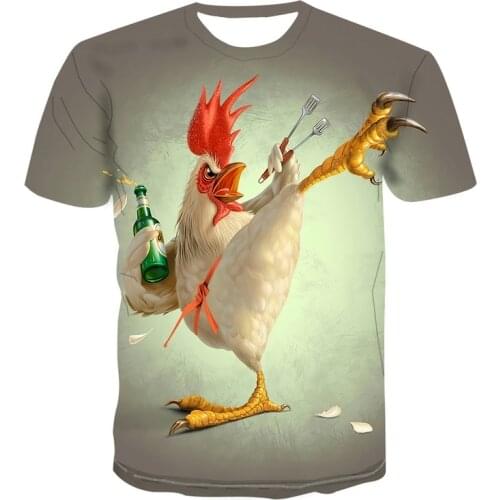 2021 Summer New Golden Rooster Independent 3D Printing Mens and Womens Oversized T-shirt Anime O-Neck Short Sleeve Top