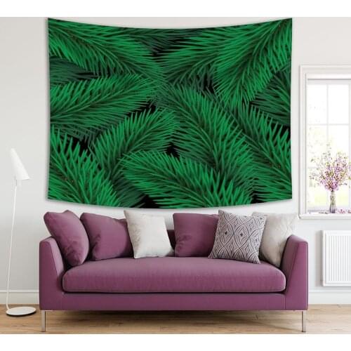 Tapestry Green Fir Tree Branches Forest Elegant Christmas Winter Celebration Theme Illustration Printed