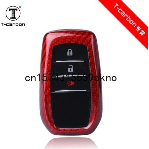 Red Carbon Fiber Car Key Case Cover Keychain For Toyota Alphard Accessories Fob Shell Key Bag