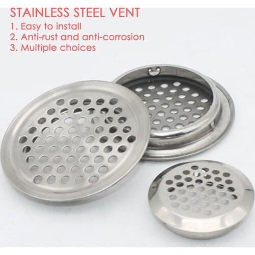 20pcs/lot Round Air Vent Hole Ventilation Louver Stainless Steel Mesh Hole Plug Dia 19/25/35/53mm Flat Surface Wardrobe Grille