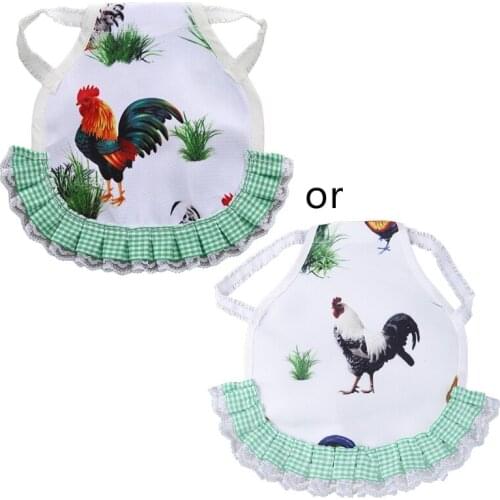 Chicken Saddle Hen Apron with Elastic Straps Cartoon Fruit Polka Dot Print Ruffled Duck Jacket Poultry Feather Protector