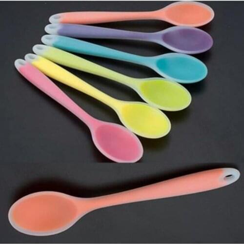 2019 New Colorful Silicone Spoon Heat Resistant Non-stick Rice Spoons Kitchenware Tableware Learning Spoon Cooking Kitchen Tool