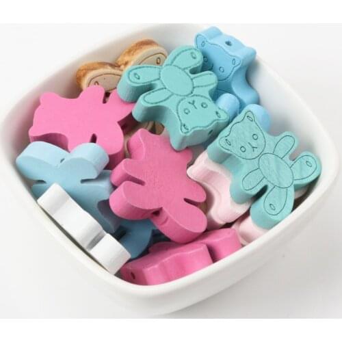 Natural Wooden beads Bear Spacer Beads For Decoration Handmade Jewelry Making DIY Accessory Mix 24x25mm 20Pcs KL132-RH