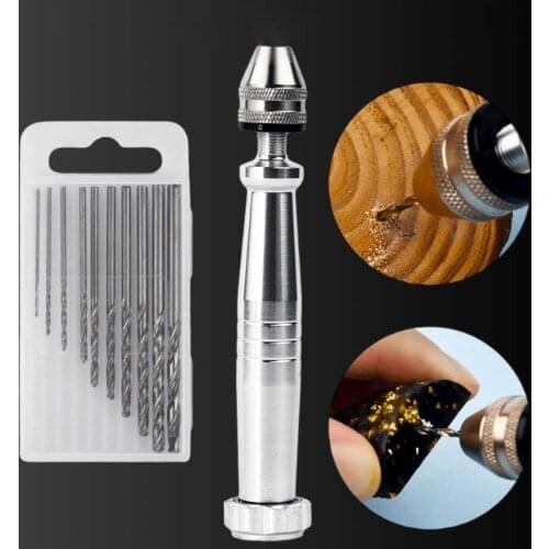 Mini Hand Drill Jewelry Tools Drill Bits 0.8-3mm Hand Pin Hole Drill Jewelers Drilling Holes Woodworking Drilling Rotary Tools