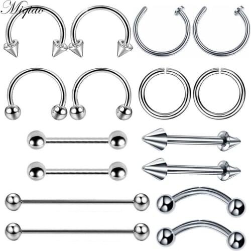 Miqiao 2pcs Hot Selling Stainless Steel Multifunctional Nose Ring and Lip Nail Body Piercing Jewelry