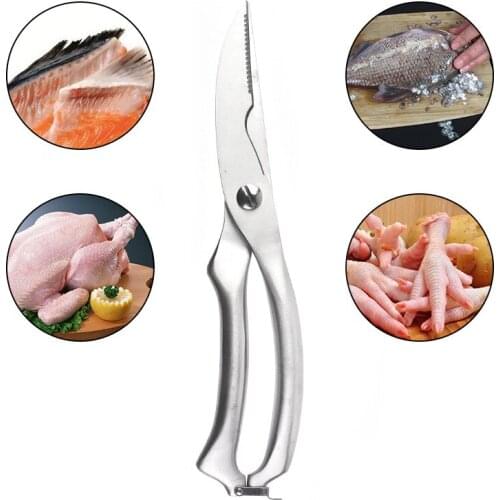 Multifunctional Kitchen Scissors Cutting Knife Plate Stainless Steel Kitchen Meat Cutting Scissors Chicken Bone Opening Bottle