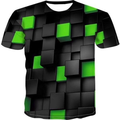 Male Short Sleeve Slim Fit Tops Tees T Mens Geometric 3d Three -Dimensional Pattern Digital Printing T -Shirt Summer T -Shir