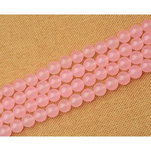 Natural pink chalcedony bracelet necklace material semi-finished beads scattered beads beaded handmade materials yanjunqi