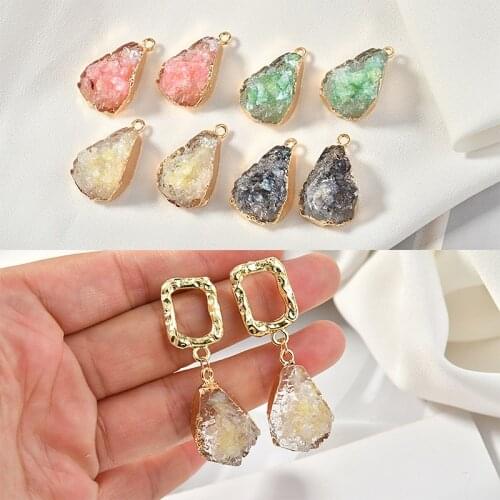 New style 20pcs/lot color irregular core decoration geometry shape resin pendants charms diy jewelry earring accessory