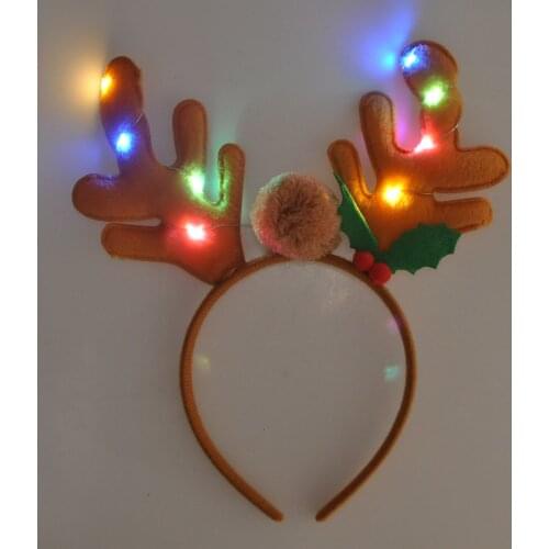 Lovely Christmas Headwear Snowman Antlers LED Light Headband Hair Band Lightening Double Head Xmas Decoration New Years