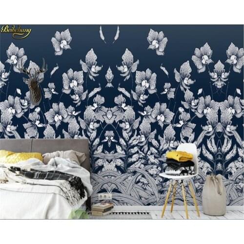 Beibehang Custom photo wallpaper mural hand-painted flowers retro retro flowers wallpaper European-style background wall paper