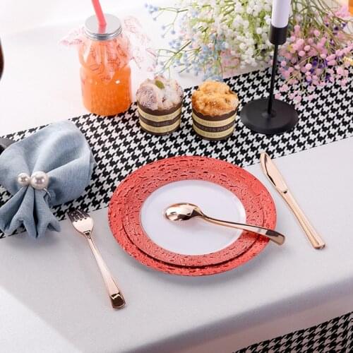 Disposable Plate Round Plastic PS Thick Color Plate Wedding Outdoor Party Plate