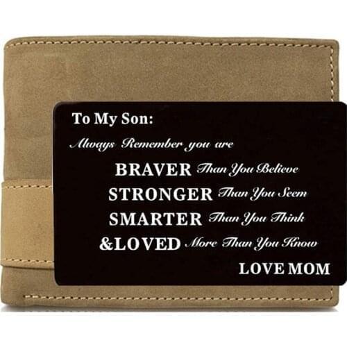 Rectangular metal lettering encourages discourse wallet clip card to son birthday gift / Christmas gift for son souvenir card
