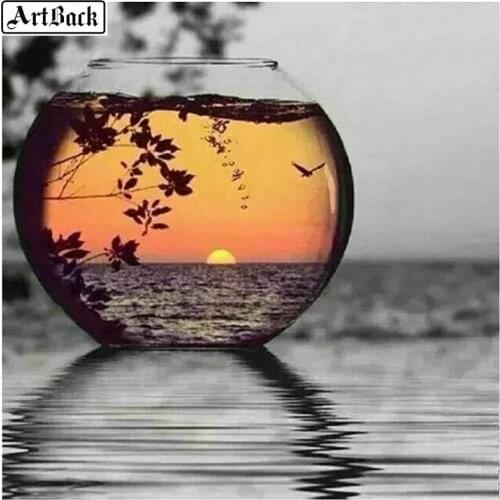 Sale Diamond Painting Cup Landscape Picture Full Square Diamond Mosaic Sticker 3d Diamond Embroidery Crafts Kit