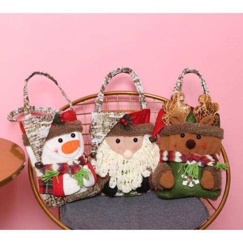 Christmas Gift Bags Candy Jar Storage Santa Bag Sweet Christmas Candy Bag Portable Child Kids Gifts Bag Happy New Year Navidad