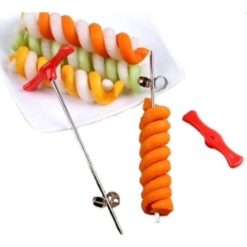 Manual Spiral Screw Slicer Plastic PP Handle Stainless Steel Wire Potato Carrot Cucumber Vegetables Spiral Knife Carving Tools