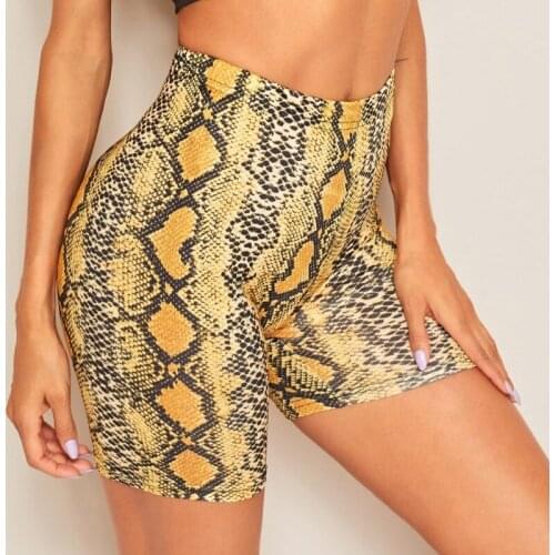 Sexy Women Summer Shorts New Snake Print High Waist Shorts Elastic Waist Short Trousers Women Trousers Pantalones Cortos Mujer