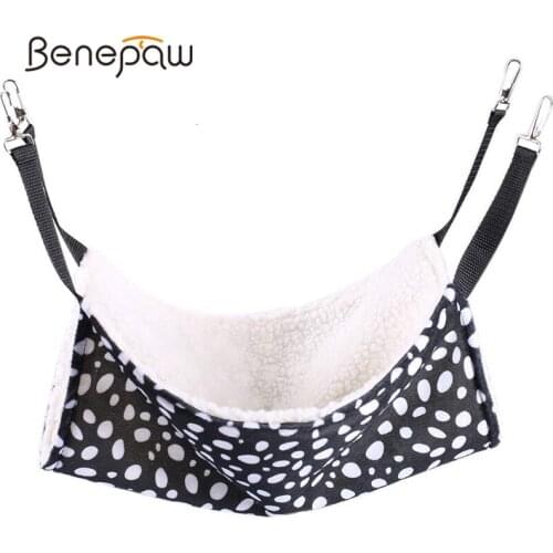 Benepaw Warm Dot Cage Hammock For Cats Autumn Winter Soft Reversible Breathable Kitten Pet Hammock Bed Sleeping Easy To Attach