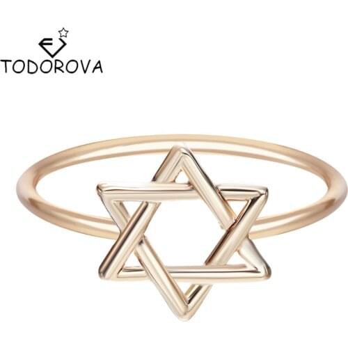 Todorova New Israel Wedding Bands Fashion Jewelry Wholesale 2017 Party Trendy Unique Star of David Rings for Women