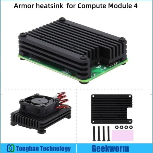 Raspberry Pi Compute Module 4 CM4 Embedded Aluminum Heatsink / Cooler / Radiator / Protective Shell Support 30mm Fan (C235)