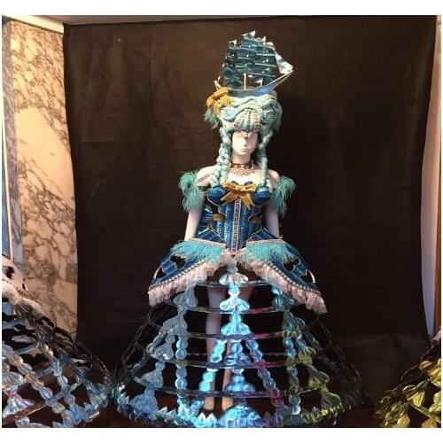 Ballroom Dance Women Dresses Led Luminous European court Costumes White Light Model Cosplay Stage Show Clothes Singer DS Wears