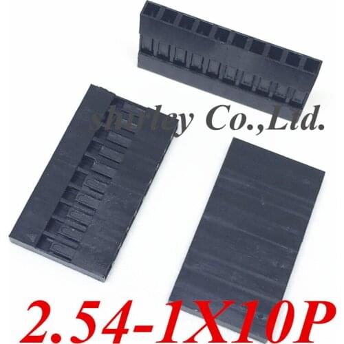 1000pcs/lot 10P 1x10P Dupont Jumper Wire Cable Housing Female Pin Connector 2.54mm Pitch 1*10pin