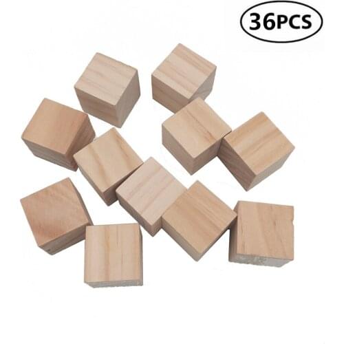36pcs 40mm 1.57inch Wooden Cubes Craft Wood Cubes Blocks Craft DIY Wood Math Wood Square Blocks Puzzle Making and DIY Projects