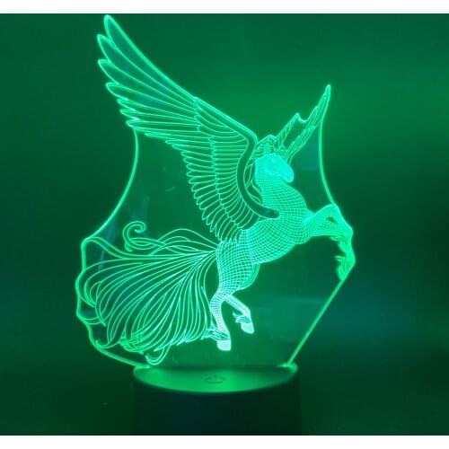 3D Lamp Pegasus Colors Changing Night Light for Kids Gift live Room 3D Light Touch Sensor Nightlights Animals Led Night Light