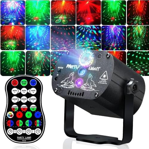 Mini Disco DJ Stage Light USB/Battery Powered Stage Effect LED Laser Projector Lamp for Wedding Christmas Birthday Home Party