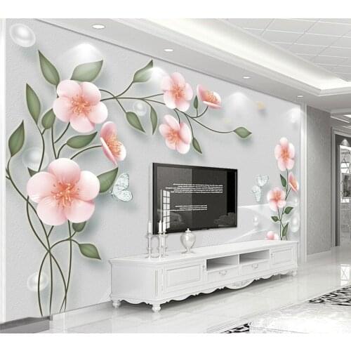 Bacaz Embossed Plum Blossom Butterfly 3d Flower Wallpaper for Walls TV Background Bedroom 3D Mural Wall paper 3d Fower stickers