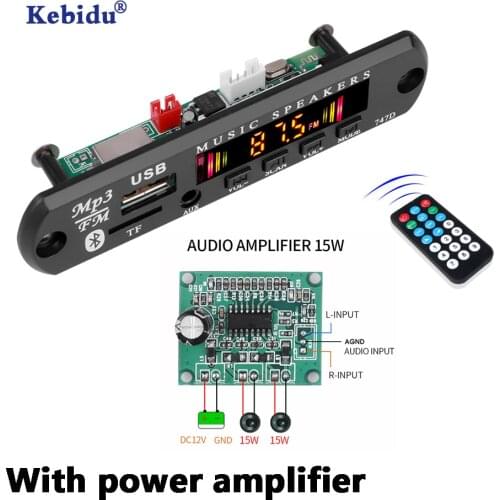 Kebidu 5V 12V Wireless MP3 Player Car Kit Bluetooth MP3 WMA Decoder Board Audio USB TF FM Radio Module With Remote Control
