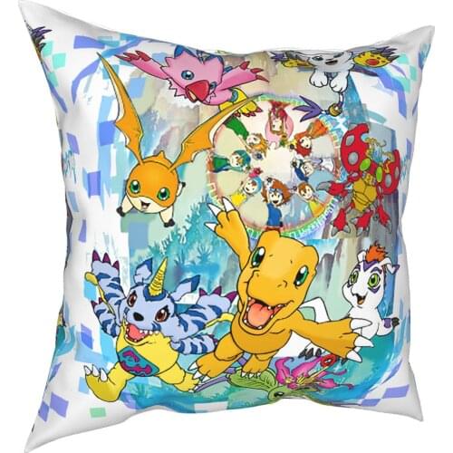 Digimon Adventure Agumon Pillowcase Soft Polyester Cushion Cover Decoration Throw Pillow Case Cover Car Square 45*45cm
