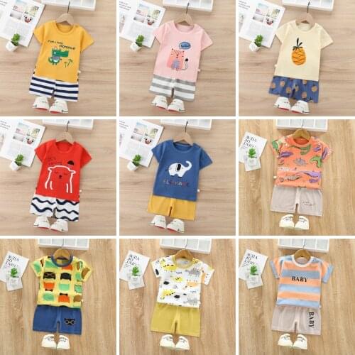 Children Clothes Summer Short Sleeve T-shirt + Shorts Cotton Baby Boys Tracksuit Toddler Oufits Kids Clothes Girls 0 To 4