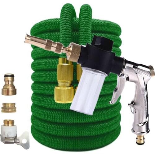 Flexible Magic Expandable Home Garden Water Hose High Pressure Car Wash Plastic Pipe With Foam Spray Gun For Watering Irrigation