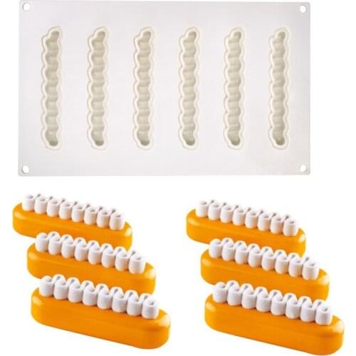 6 Even Imitation Decorative Cream Bar Shape French West Point Mousse Silicone Mold Long Strip Mousse Mold Chocolate Mold
