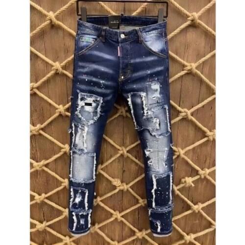 Men DSQ2 Jeans Pencil Pants Motorcycle Party Casual Trousers Street Clothing 2021 Denim Man 9717