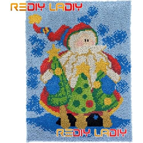 Latch Hook Rug Kits Cartoon Santa Plush Wall Hangings DIY Carpet Rug Chunky Yarn Arts Cushion Crocheted Floor Mat Hobby & Crafts