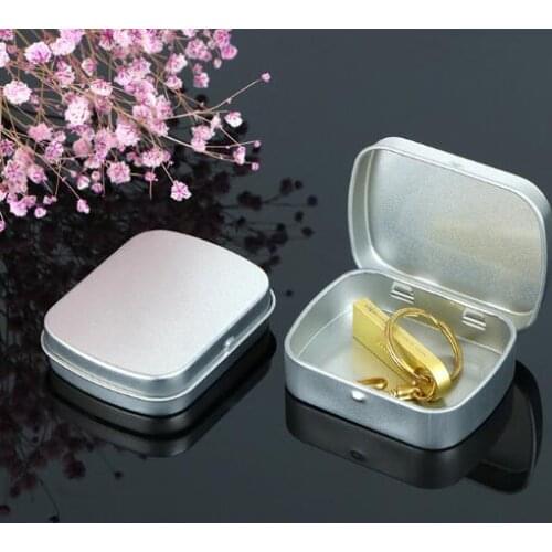Wholesale small size hinge tin box square tin silver tin gift box sealing plain tin box,400pcs/lo