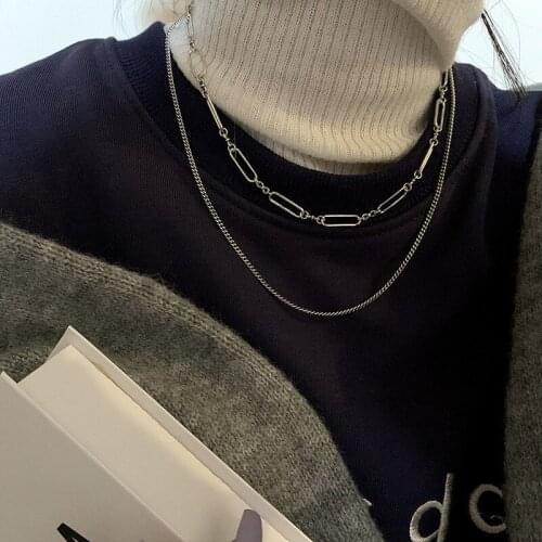 Miuoxion Retro Double Thick Chain Good Luck Necklace Simple Personality Jewelry Fashion For Women Feature Nmour Charm Gift