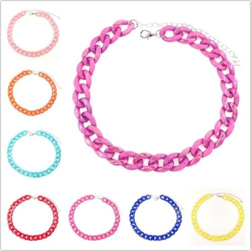 Shine Acrylic Chain Necklace Colored Chain Collar Necklaces & Pendants for Women Men Boho Jewelry Gift Drop Shipping