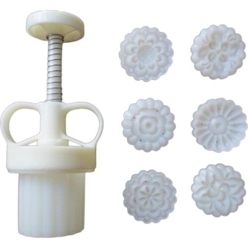 Plastic Mooncake Mold 35g Flower Stamp Cookie Cutter Mould Hand Pressure Baking XX9B