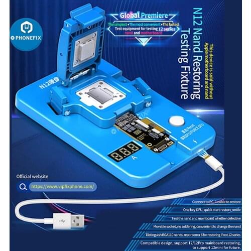 JC N12 NAND Motherboard Restoring Testing Fixture For iPhone 12 Quick Start Restore Mode One key DFU Distinguish BGA110 Nands
