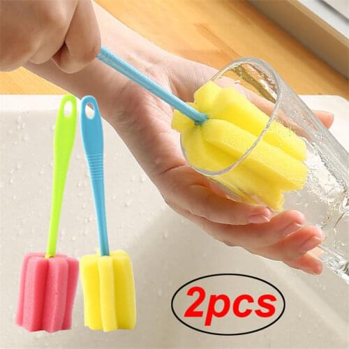 2pcs Cup Sponge Brush Kitchen Cleaning Tool Drink Wine Glass Bottle Coffee Tea Glass Cup Washing Cleaning Brushes Gadgets Items